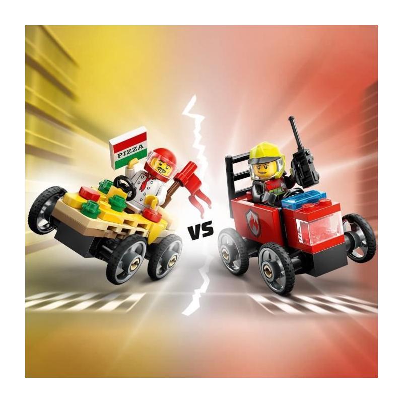 Pack de bolides de course LEGO City : duel camion pizza vs camion pompiers