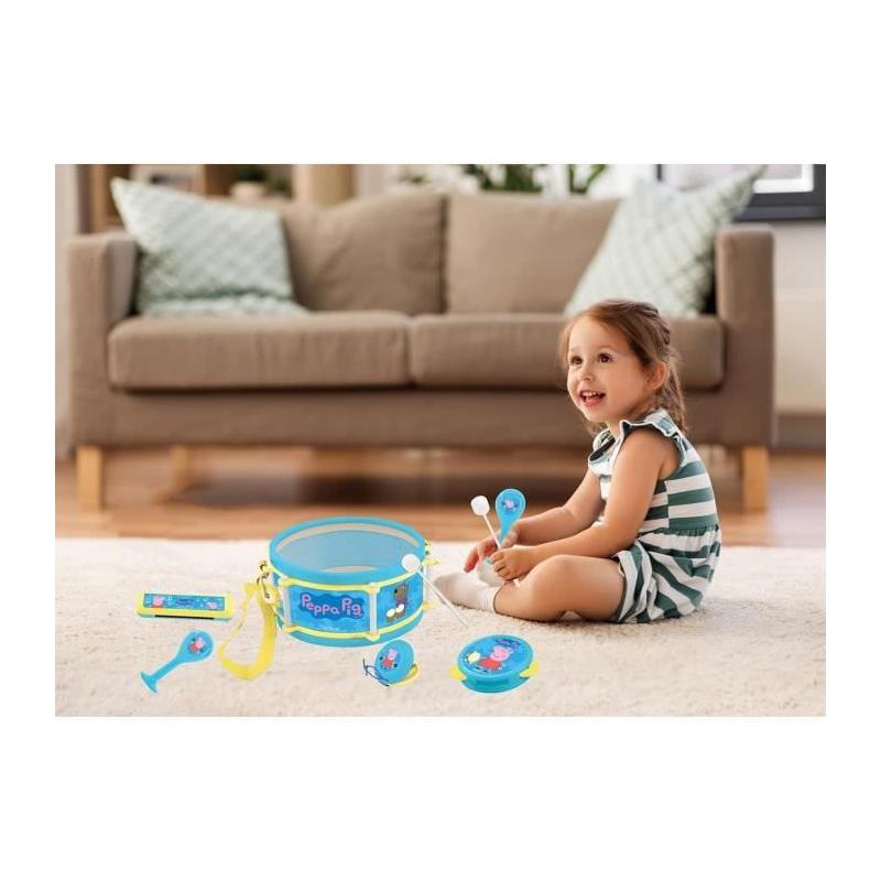Ensemble musical Peppa Pig - 7 instruments - Rangement tambour