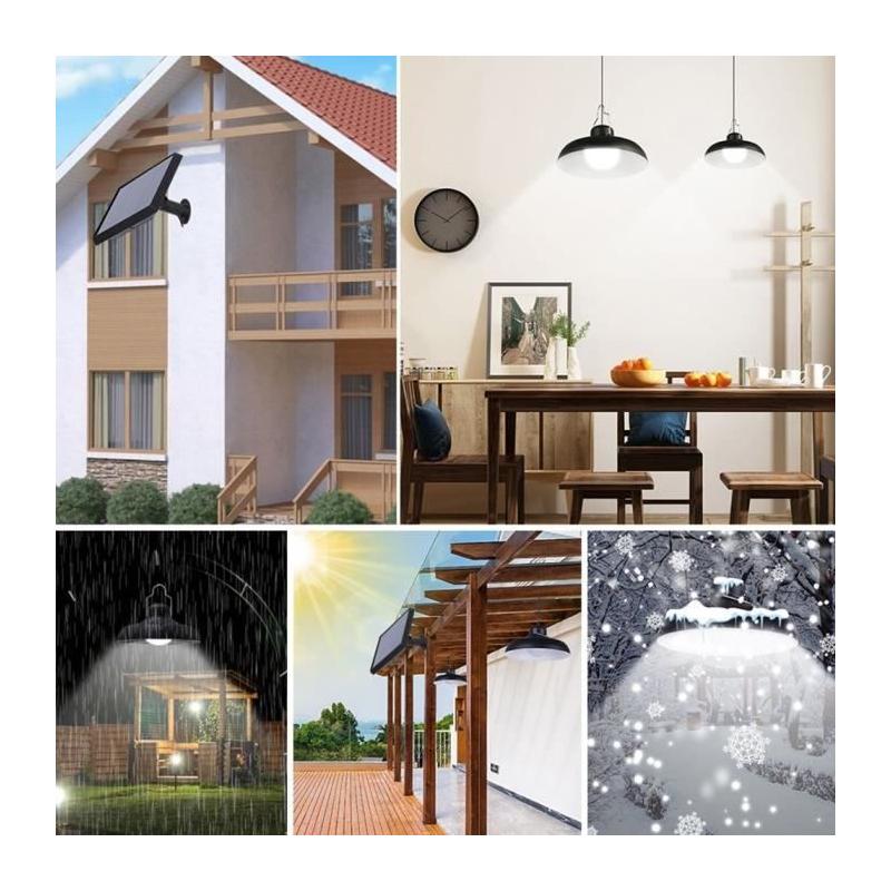 Suspensions solaires double - LUMISKY - WAREN - Ø18 cm - Noir - LED blanc froid