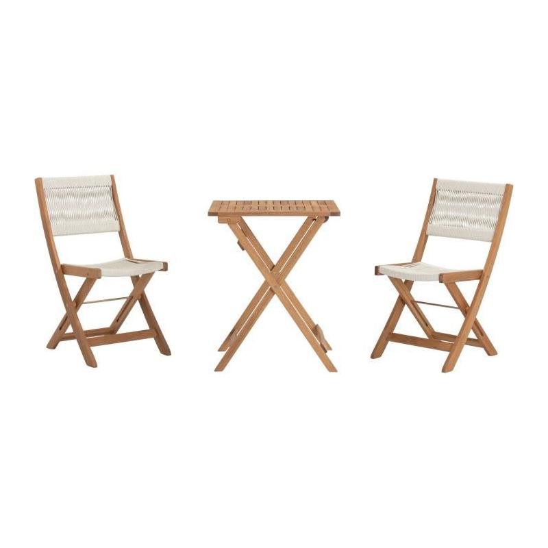 Ensemble bistrot pliable en bois d'acacia FSC - MAKENA