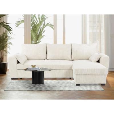 Canapé d'angle convertible réversible MAX 3 places - Tissu Lincoln Beige