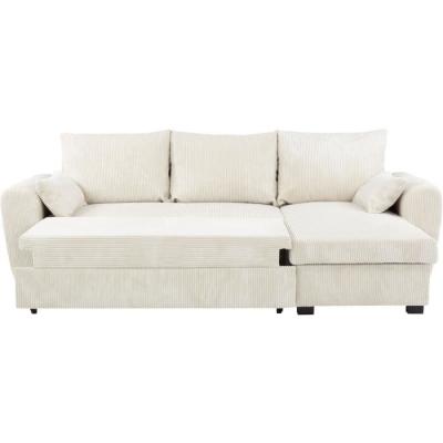 Canapé d'angle convertible réversible MAX 3 places - Tissu Lincoln Beige