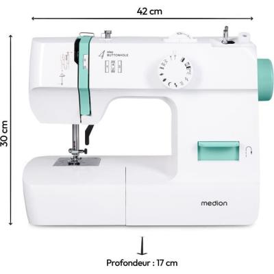 Machine à Coudre MEDION SM 70 Turquoise - 12 Points - LED