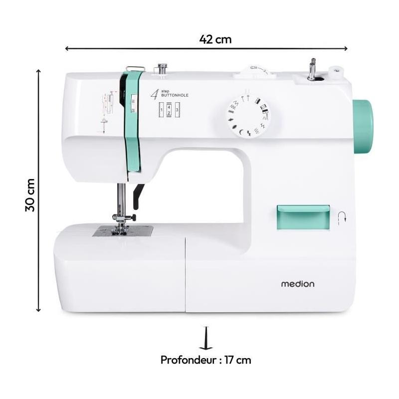 Machine à Coudre MEDION SM 70 Turquoise - 12 Points - LED