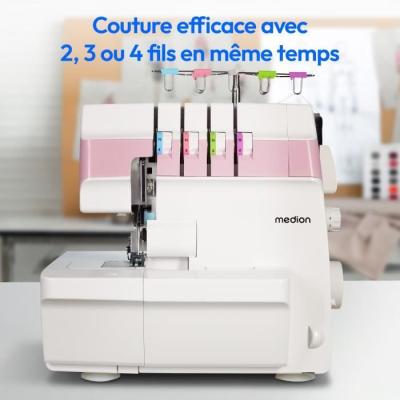 Surjeteuse MEDION SO 90 - 91W - Aiguille 11, 14, 16 - 1200 tr/min - Rose