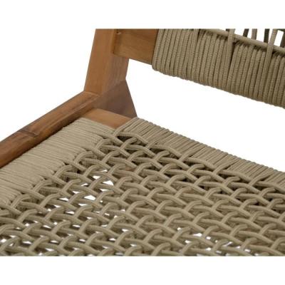 Fauteuil de jardin en bois d'Acacia FSC et corde - MERIDA - Vert olive