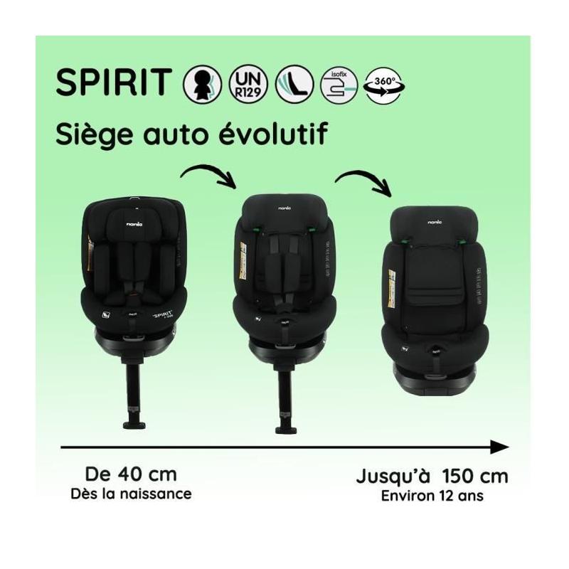 Siège auto isofix SPIRIT NANIA: évolutif 0-36 kg, 0-10 ans