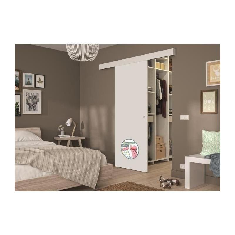 Ensemble porte coulissante blanc prêt à peindre