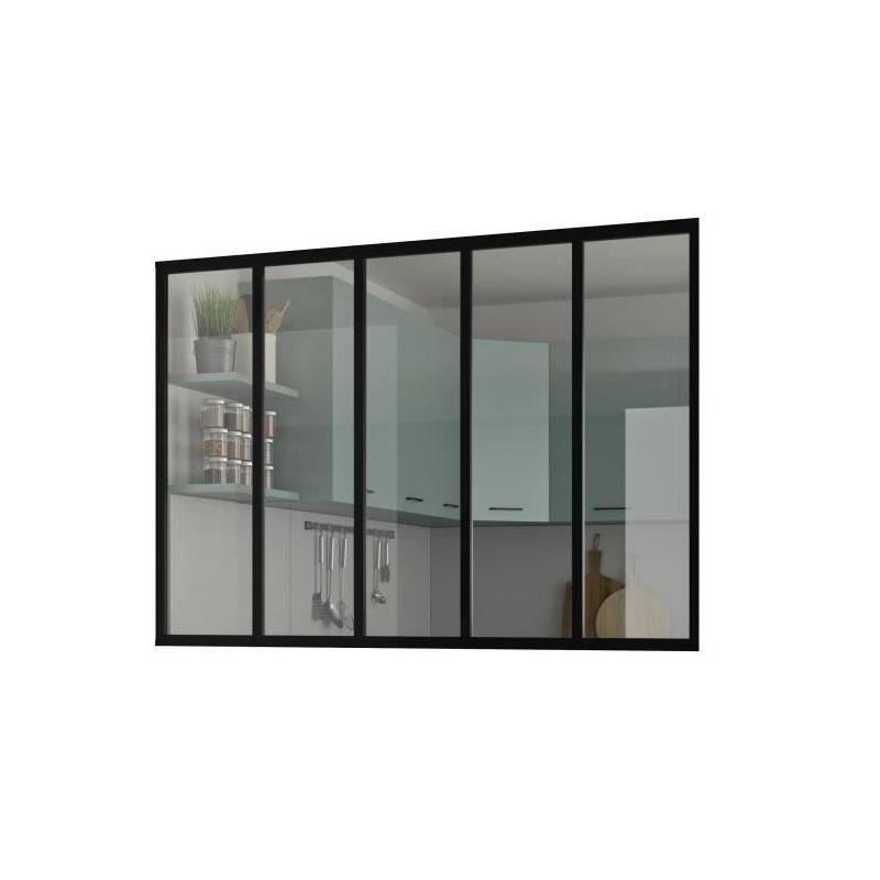 Kit verrière fixe - OPTIMUM - Aluminium - 5 carreaux - Noir
