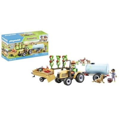 Jouet PLAYMOBIL 71442: Fermier avec tracteur et citerne, Country la vie a la ferme