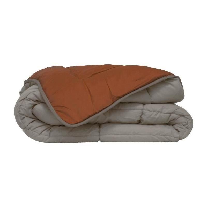 Couette Microfibre 400g/m² POYET MOTTE - Gris et Marron - 140x200 cm