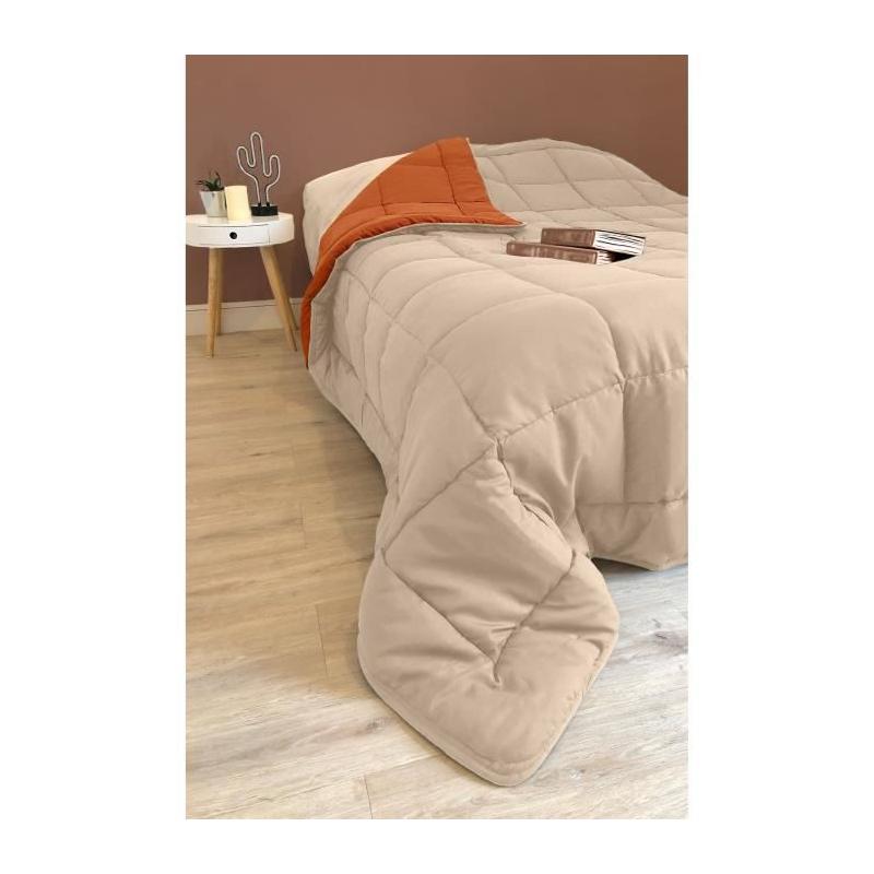 Couette Microfibre 400g/m² POYET MOTTE - Gris et Marron - 140x200 cm
