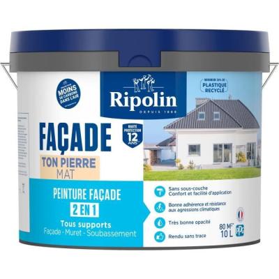 Peinture façade RIPOLIN 2 en 1 - Ton pierre - Mat - 10 L