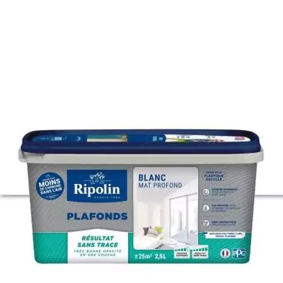 Peinture plafonds RIPOLIN - Blanc mat anti-traces 2,5L