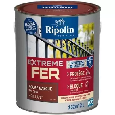 Peinture Rouge Basque Brillante RAL 3004 - RIPOLIN 2L