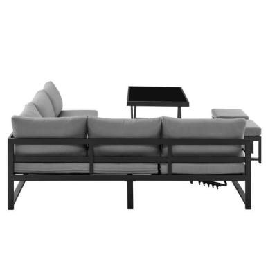 Salon de jardin aluminium 7 places avec coussins - Hipu Gris