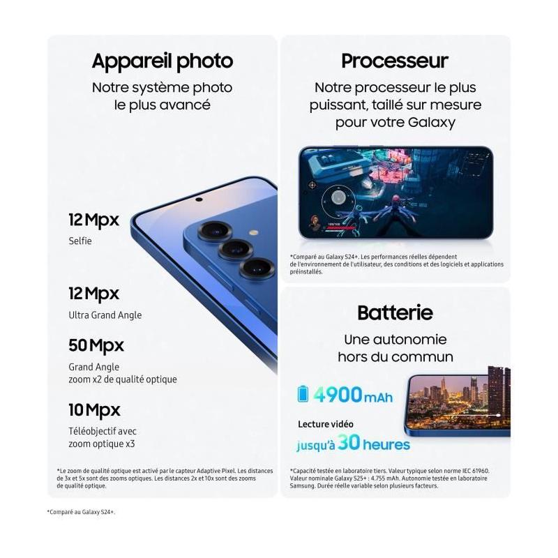 Samsung Galaxy S25 Plus AI Smartphone 512 Go Gris - Performances incroyables