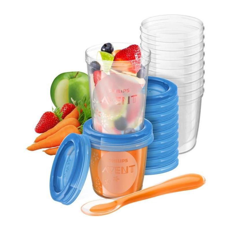 Ensemble pots conservation Philips Avent pour purées - 20 pots + accessoires