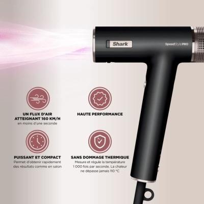 Sèche-cheveux Shark HD731EU - 1750 W: Vitesse et Style en 3-en-1