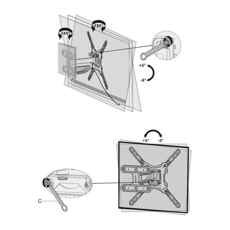 Support TV Mural Réglage Extensible - Stell - SHO 7600