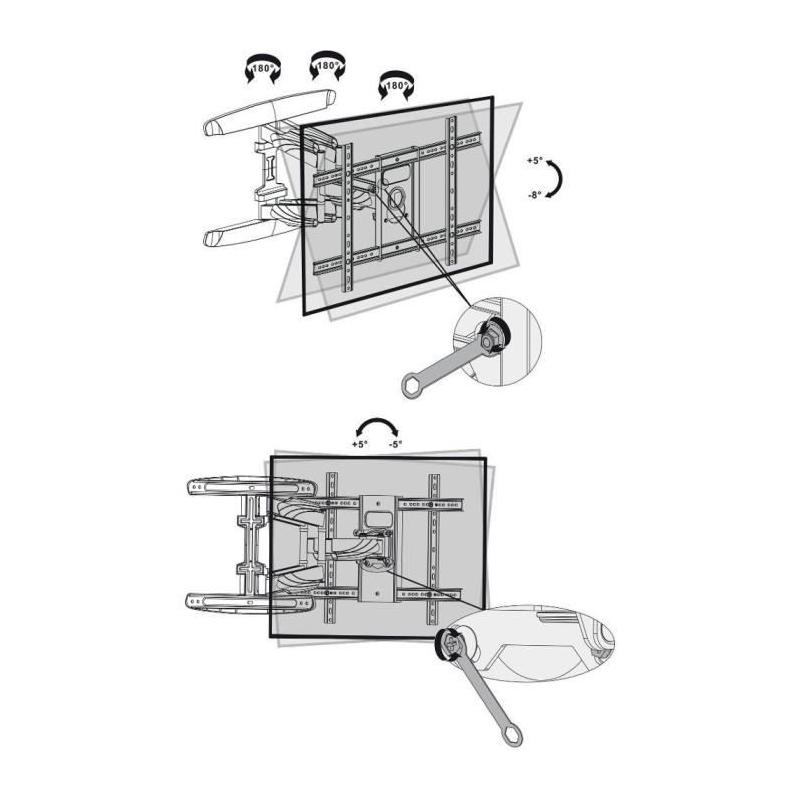 Réglage extensible. Mount Slim TV Stell pour un support mural pratique - SHO 7620
