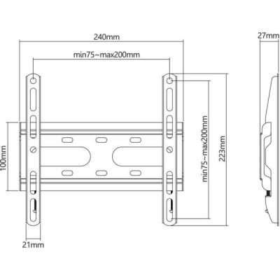 Support TV fixe SLIM Stell SHO 4200 - Fixation murale pour TV