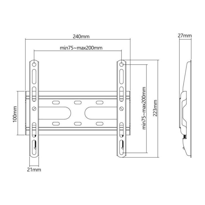 Support TV fixe SLIM Stell SHO 4200 - Fixation murale pour TV