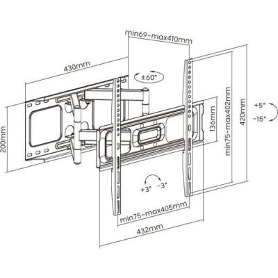 Support mural TV Stell pour téléviseur 32-70" - SHO 5610