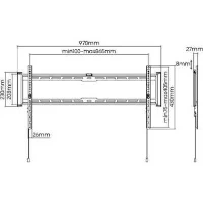 Support TV fixe SLIM Stell SHO 7210 - Fixation murale pour TV