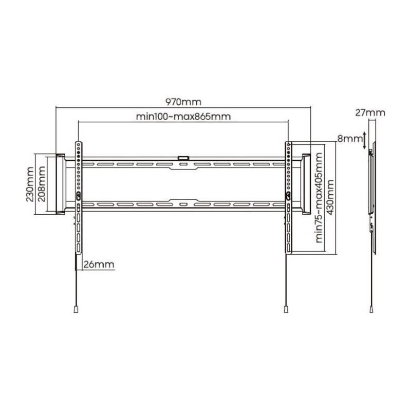 Support TV fixe SLIM Stell SHO 7210 - Fixation murale pour TV
