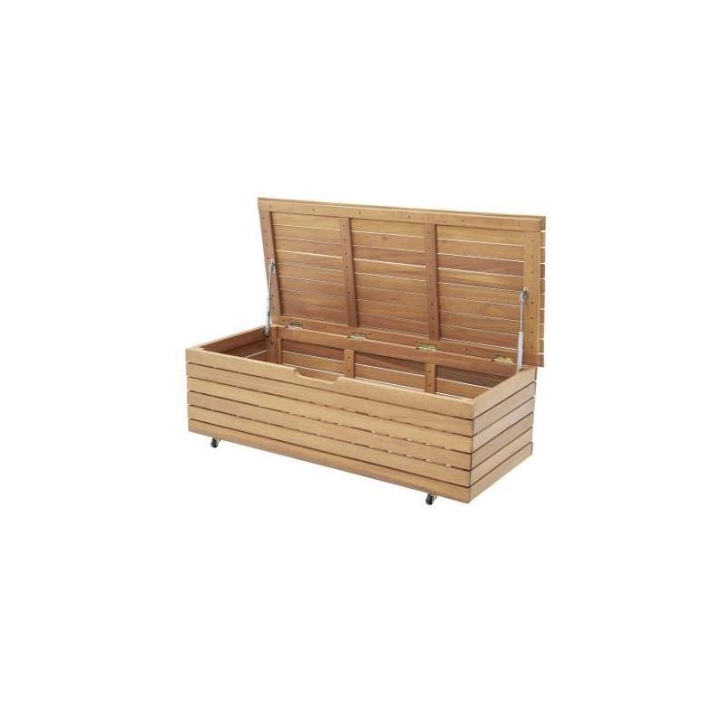 Coffre de jardin en bois exotique FSC - 190L - Avec roulettes