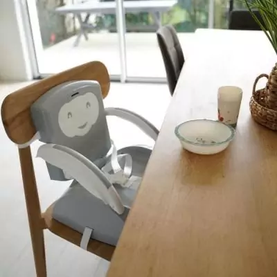 Rehausseur de Chaise 2 en 1 Gris Charme - Pratique et Élégant