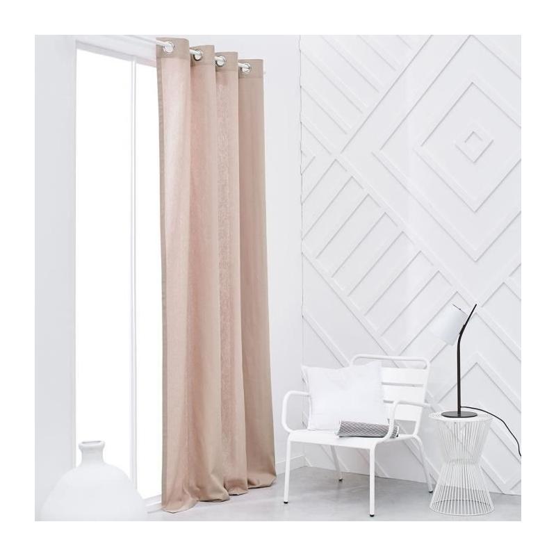 Rideau a œillets 140x240cm en coton rose - Disponible aujourd'hui