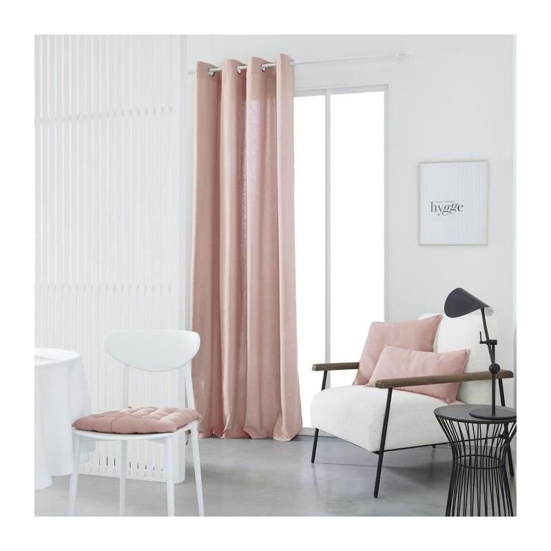 Rideau a œillets 140x240cm en coton rose - Disponible aujourd'hui