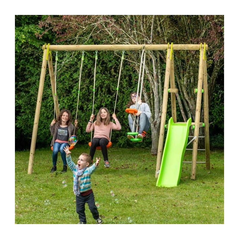 Station de jeux bois 2,30 m Topwood TUTTI - 6 enfants : L'amusement assuré!