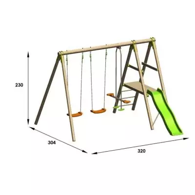 Station de jeux bois 2,30 m Topwood TUTTI - 6 enfants : L'amusement assuré!