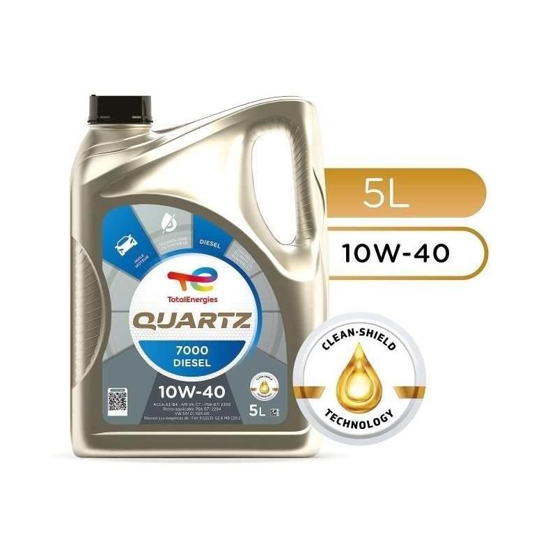 TOTALENERGIES Quartz 7000 Diesel 10W40 - Huile moteur performante - 5L