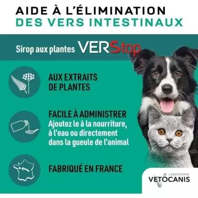 Sirop anti-vers efficace pour chiens et chats - VETOCANIS 125ml