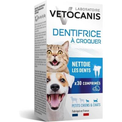 Comprimés Dentifrice Croquer pour Chat et Petit Chien - VETOCANIS