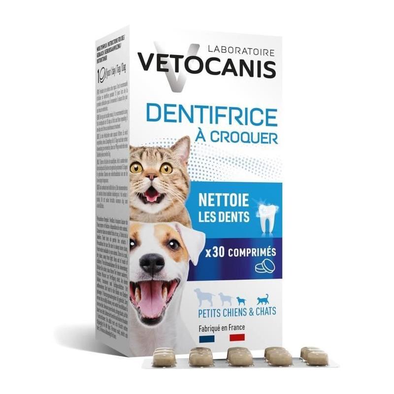 Comprimés Dentifrice Croquer pour Chat et Petit Chien - VETOCANIS