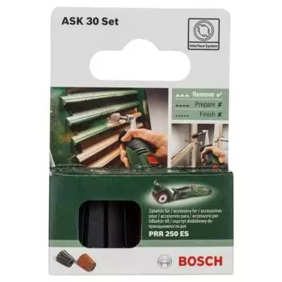 Ensemble porte-manchon et manchon abrasif Bosch - pour un ponçage efficace (Grain 80, 30mm) Ensemble porte-manchon et manchon abrasif Bosch - pour un ponçage efficace (Grain 80, 30mm)