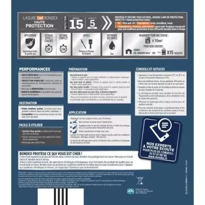 Lasure 2 en 1 Haute protection - Chene moyen satin - BONDEX - 5 L Lasure 2 en 1 Haute protection - Chene moyen satin - BONDEX - 5 L
