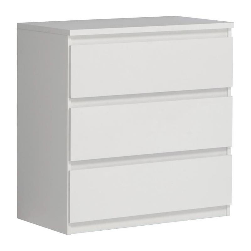Commode CHELSEA 3 Tiroirs Blanc Mat - Pratique et Élégante