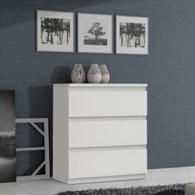 Commode CHELSEA 3 Tiroirs Blanc Mat - Pratique et Élégante