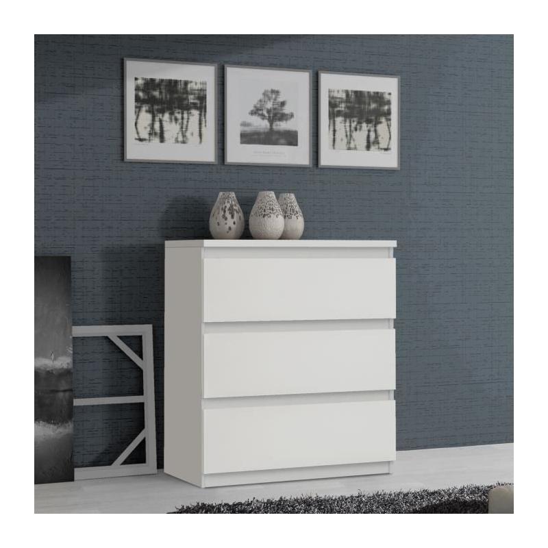Commode CHELSEA 3 Tiroirs Blanc Mat - Pratique et Élégante