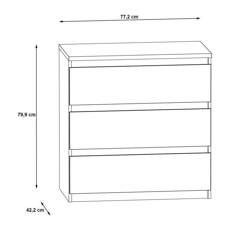 Commode CHELSEA 3 Tiroirs Blanc Mat - Pratique et Élégante