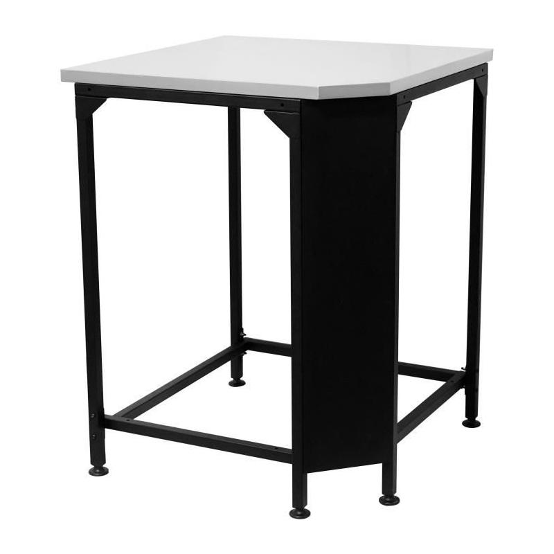 Table d'angle COZZE - Plan de travail inox - Noir