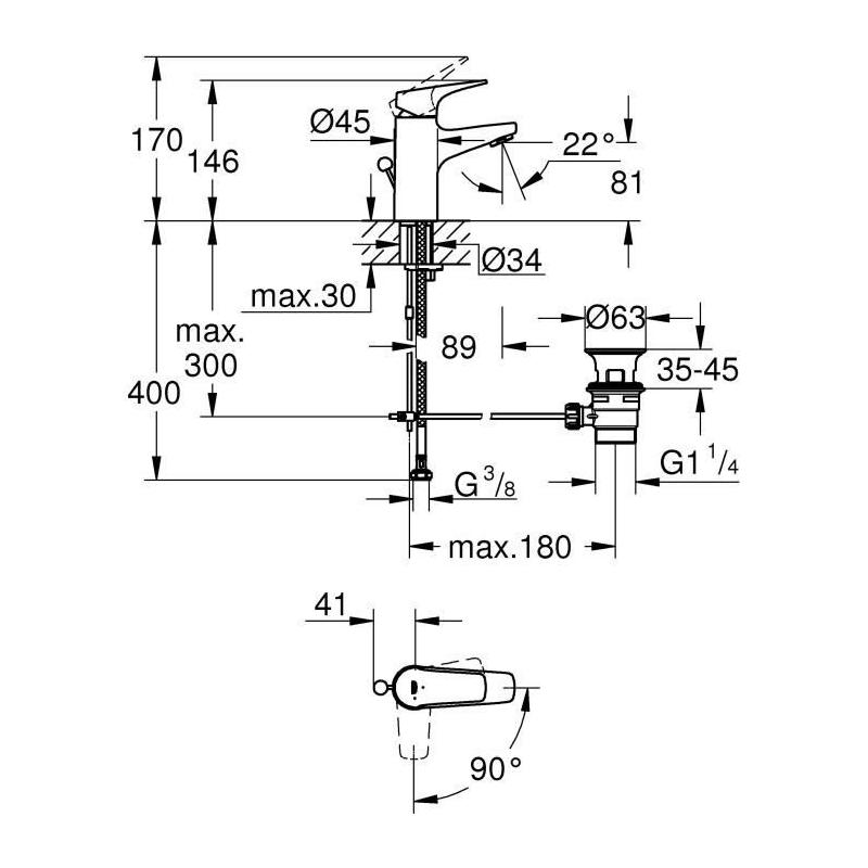 Mitigeur Lavabo Taille S Start Flow Chromé GROHE