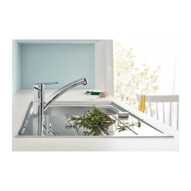 Mitigeur évier GROHE Start Eco: Design chromé pour un débit optimal