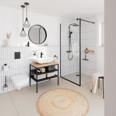 Mitigeur lavabo monocommande GROHE Start - Noir mat - Taille M - Bec moyen - Économisez de l'eau
